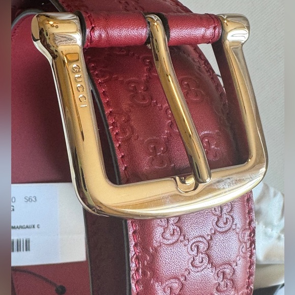 GUCCI Microguccissima Soft Margaux Red Leather Belt Sz 80 Made in Italy BNIB - Picture 2 of 9